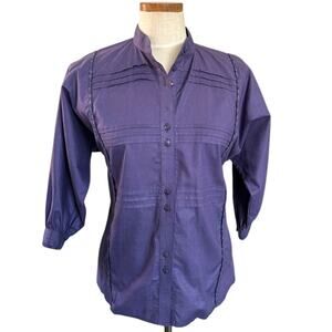 Geiger Austria Designer Button Up M Purple Accordion Pleat European Luxury Chic